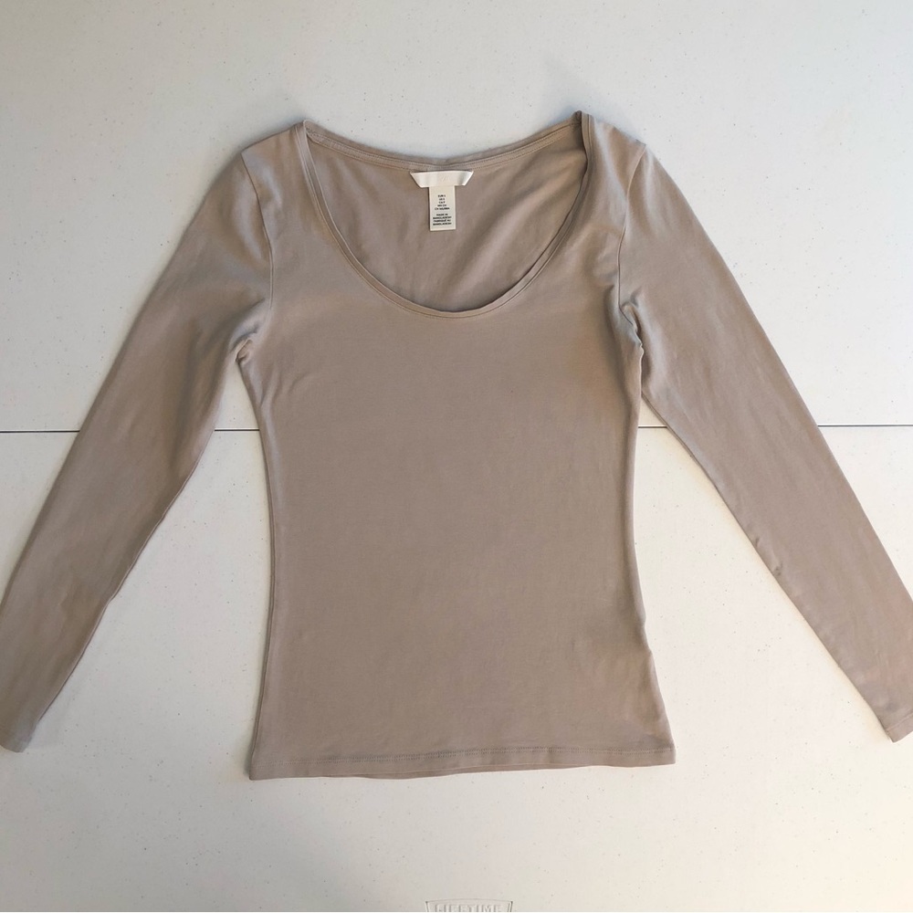 H&M Beige Long Sleeve Top Size S